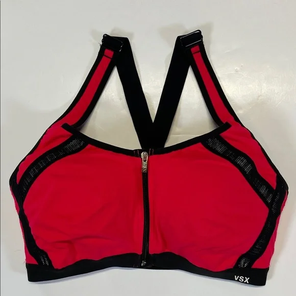 VSX Sport Victoria’s Secret Front Zip Sports Bra 36DD High Impact Red - Picture 1 of 11
